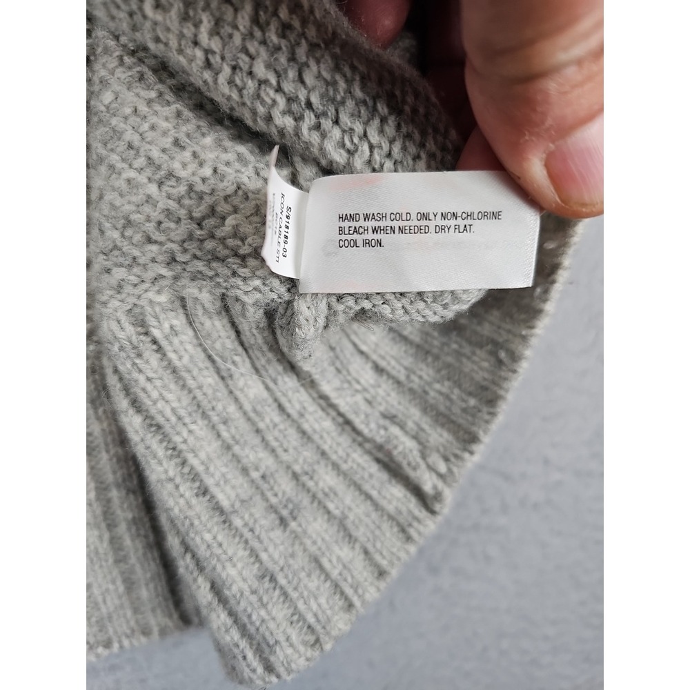 Gap Icon Cable Knit Sweater Women's Small Gray Lambs Wool Blend Turtleneck - Picture 6 of 10